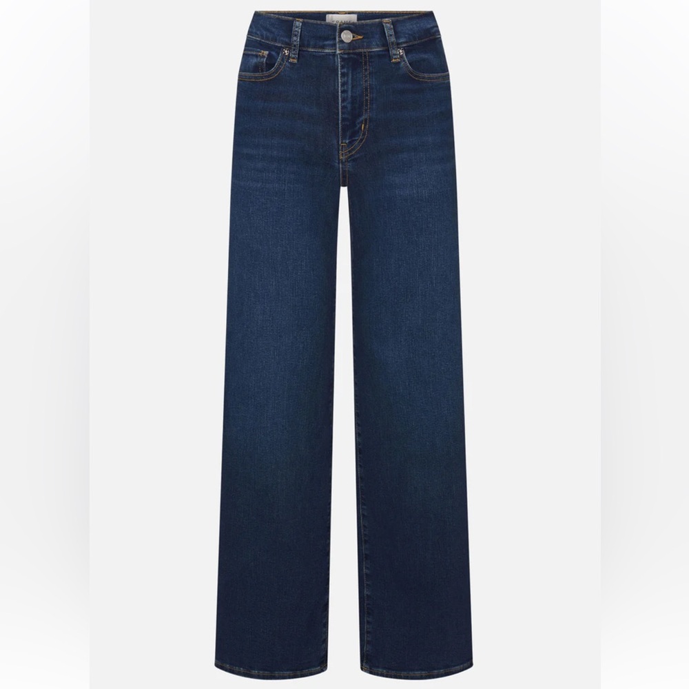 Frame Denim Dark Indigo Wide-Leg Jeans